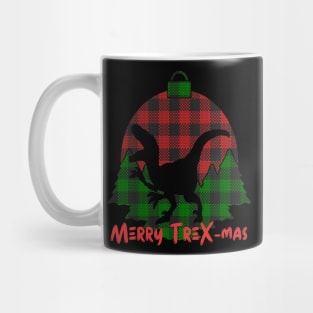 Merry T-Rex-Mas - Dinosaur Funny Holiday with Plaid Tyrannosaurus Rex Mug